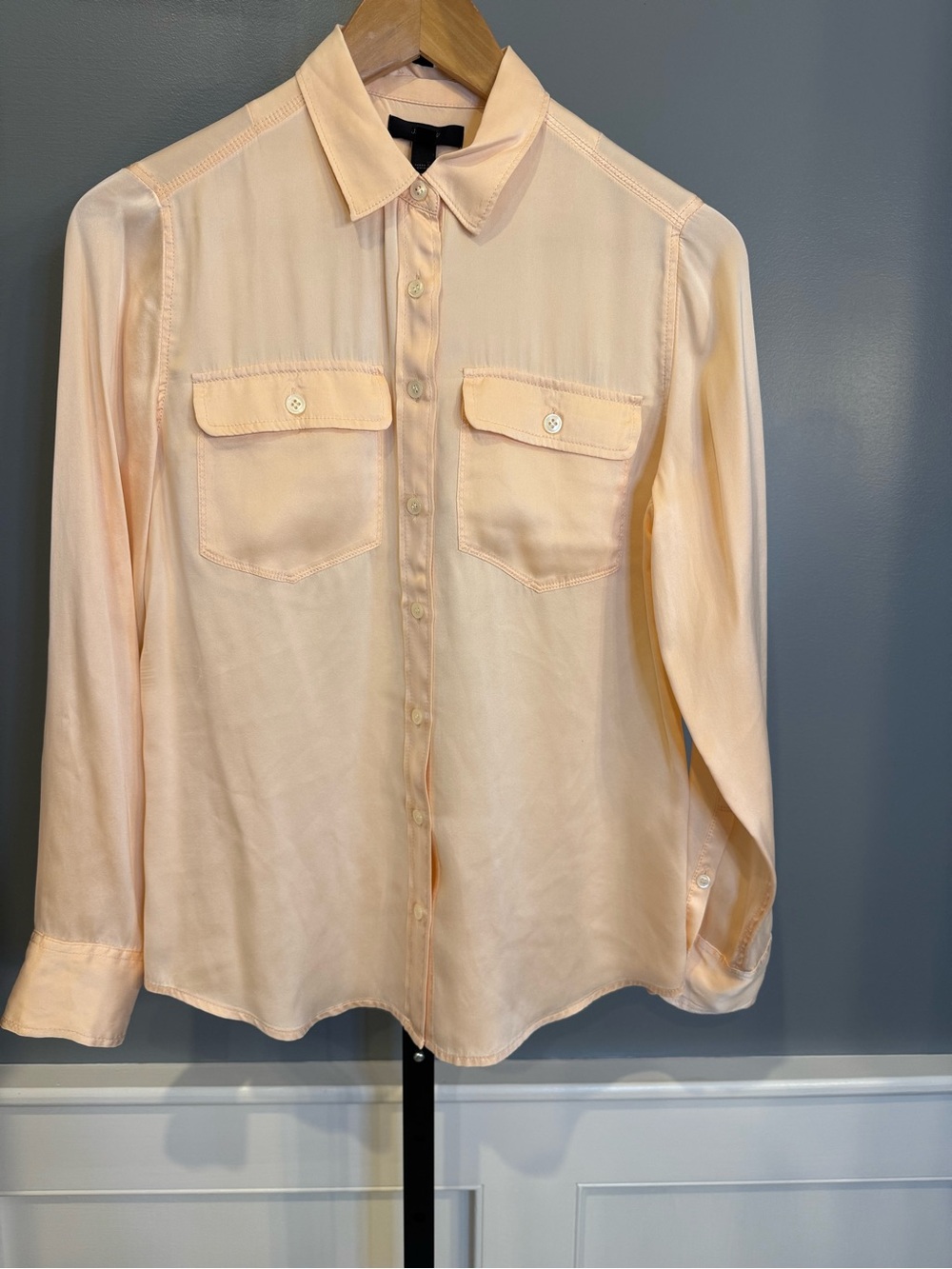 J.Crew Blythe Shirt 100% Silk Peach Size 2